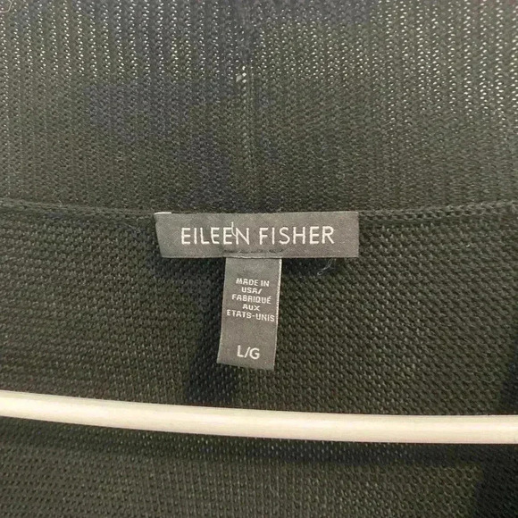 Eileen Fisher Open Front Long Duster Cardigan Black Large L Minimalist Lagenlook - Picture 2 of 5